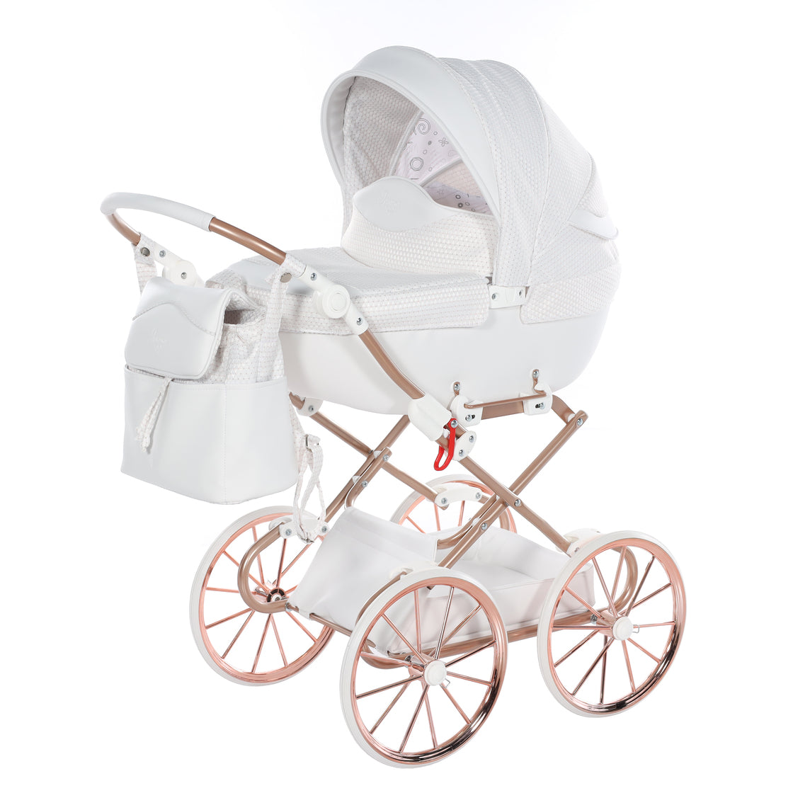 Junama - Carrinho de Bonecas com Malinha - Dolce - White Rose Gold