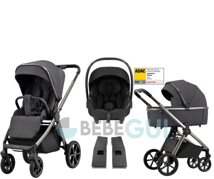 Carrello - OMEGA 6530 - Excellente Grey + Avionaut - COSMO - Black + Adaptadores - Bebegui - Cadeiras Auto e Carrinhos