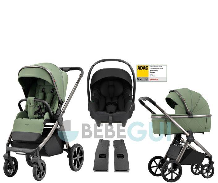 Carrello - OMEGA 6530/1 - Perfect Green + Avionaut - Cosmo - Black + Adaptadores - Bebegui - Cadeiras Auto e Carrinhos